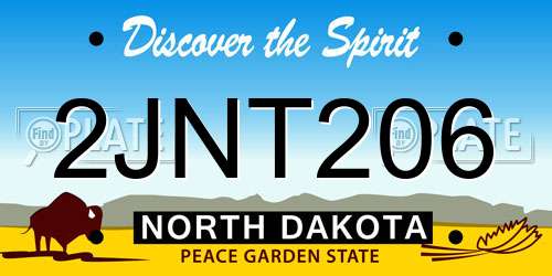 2JNT206 North Dakota License Plate
