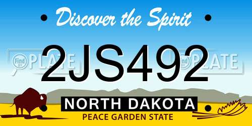 2JS492 North Dakota License Plate