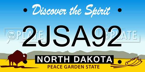 2JSA92 North Dakota License Plate