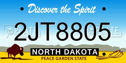 2JT8805 North Dakota License Plate