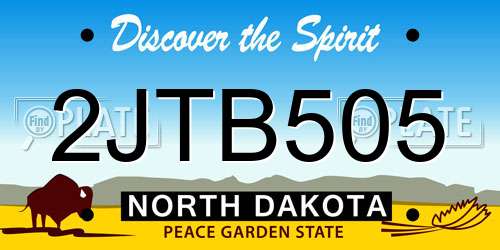 2JTB505 North Dakota License Plate