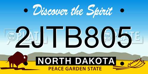 2JTB805 North Dakota License Plate