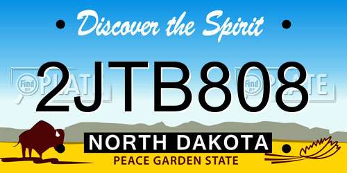 2JTB808 North Dakota License Plate