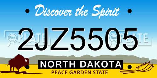 2JZ5505 North Dakota License Plate