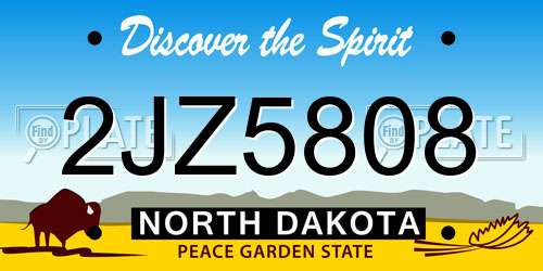 2JZ5808 North Dakota License Plate