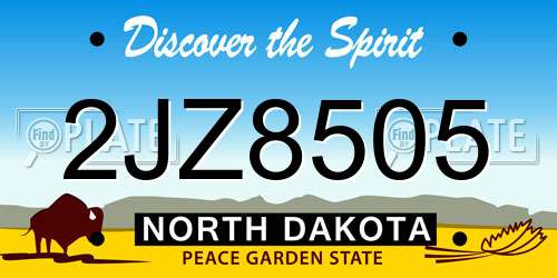 2JZ8505 North Dakota License Plate