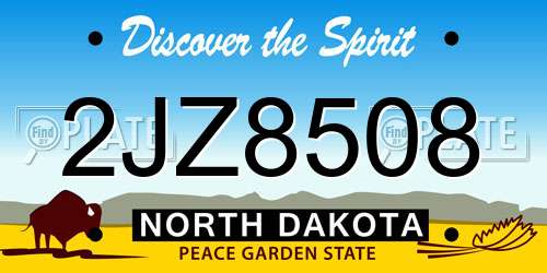 2JZ8508 North Dakota License Plate