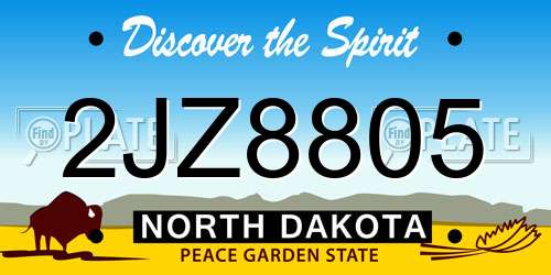 2JZ8805 North Dakota License Plate