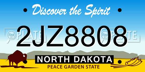 2JZ8808 North Dakota License Plate