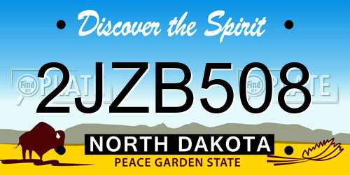 2JZB508 North Dakota License Plate