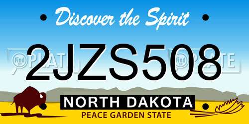 2JZS508 North Dakota License Plate