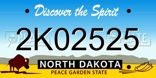 2K02525 North Dakota License Plate