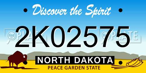 2K02575 North Dakota License Plate