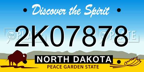 2K07878 North Dakota License Plate