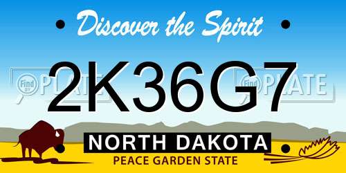 2K36G7 North Dakota License Plate