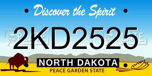2KD2525 North Dakota License Plate