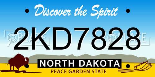 2KD7828 North Dakota License Plate