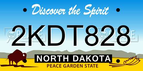 2KDT828 North Dakota License Plate