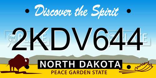 2KDV644 North Dakota License Plate