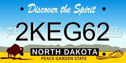 2KEG62 North Dakota License Plate