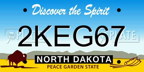 2KEG67 North Dakota License Plate