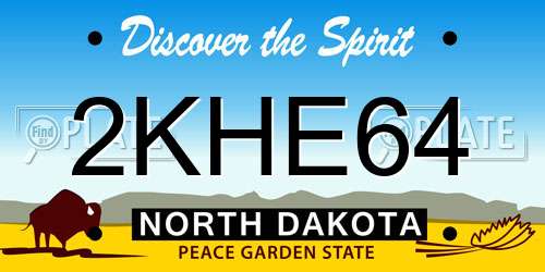2KHE64 North Dakota License Plate