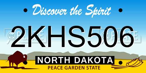 2KHS506 North Dakota License Plate