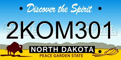 2KOM301 North Dakota License Plate