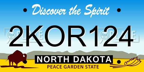2KOR124 North Dakota License Plate