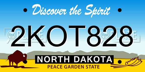 2KOT828 North Dakota License Plate