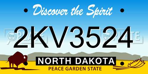 2KV3524 North Dakota License Plate