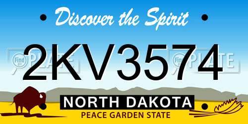 2KV3574 North Dakota License Plate
