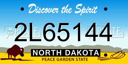 2L65144 North Dakota License Plate