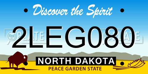 2LEG080 North Dakota License Plate