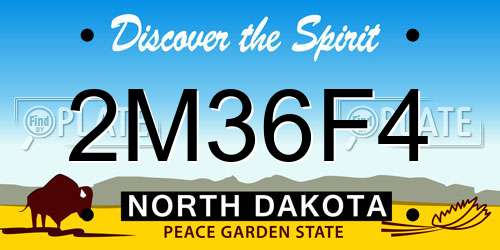 2M36F4 North Dakota License Plate