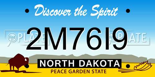 2M76I9 North Dakota License Plate