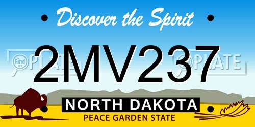2MV237 North Dakota License Plate