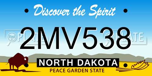 2MV538 North Dakota License Plate