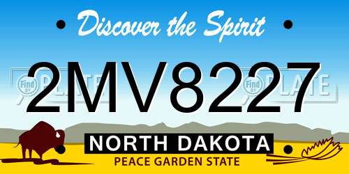 2MV8227 North Dakota License Plate