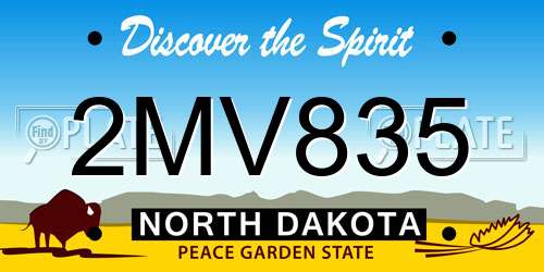 2MV835 North Dakota License Plate