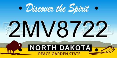 2MV8722 North Dakota License Plate