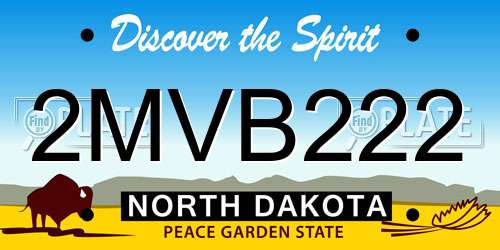 2MVB222 North Dakota License Plate