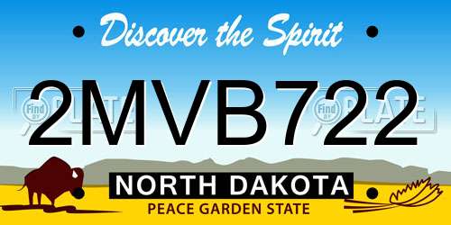 2MVB722 North Dakota License Plate