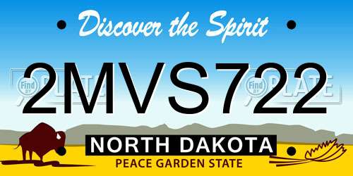 2MVS722 North Dakota License Plate