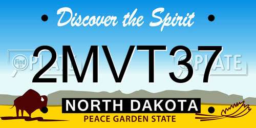 2MVT37 North Dakota License Plate
