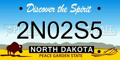 2N02S5 North Dakota License Plate