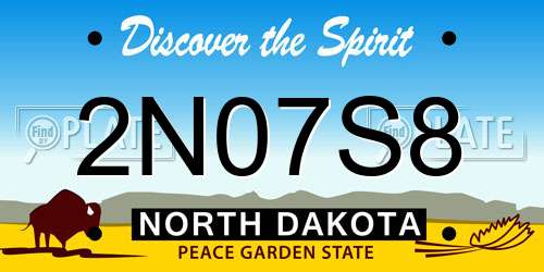 2N07S8 North Dakota License Plate