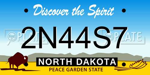 2N44S7 North Dakota License Plate