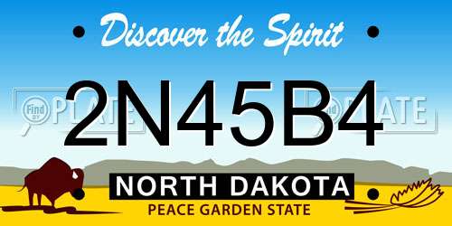 2N45B4 North Dakota License Plate