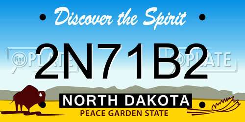 2N71B2 North Dakota License Plate